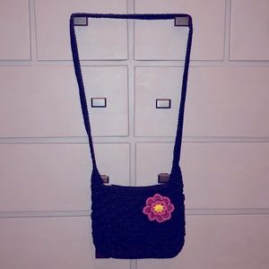 Black crochet purse